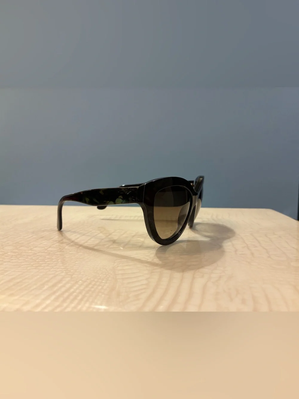 Valentino Black Cat-Eye Sunglasses with Brown Gradient Lenses made in Italy